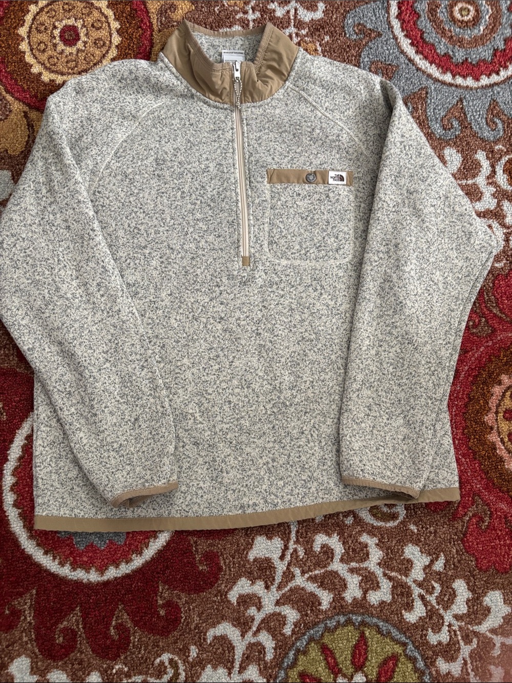 The North Face Men’s Cream Heather Zip Pullover